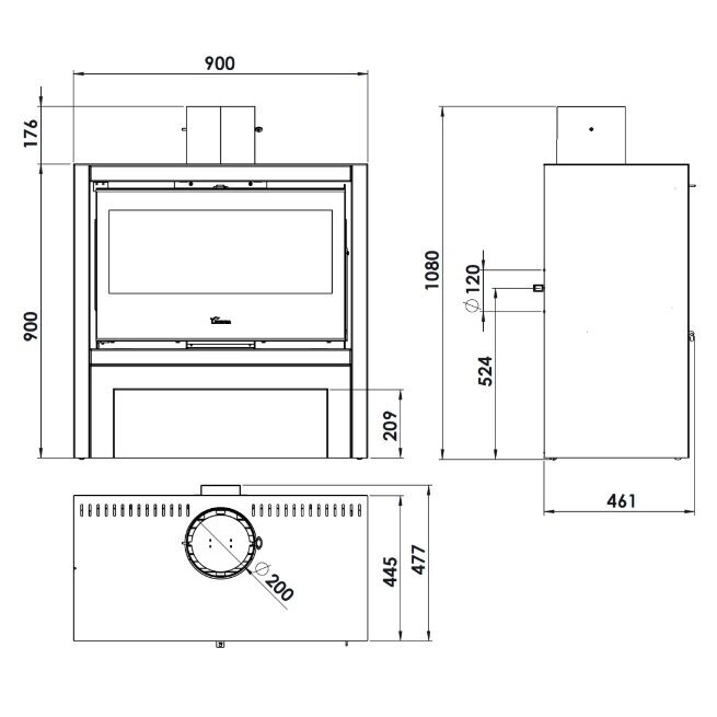 Plieninė krosnelė Lacunza Paltinum 800 12,5kW 1