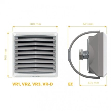 Vandeninis kaloriferis (šildytuvas) VTS Volcano VR3 EC 13-75 kW 2